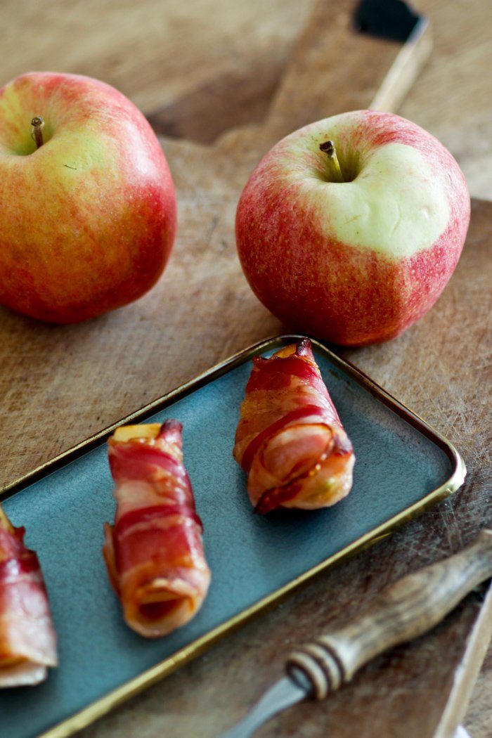 Apfel Bacon Spalten mit Vanillezucker - Fingerfood vom Grill