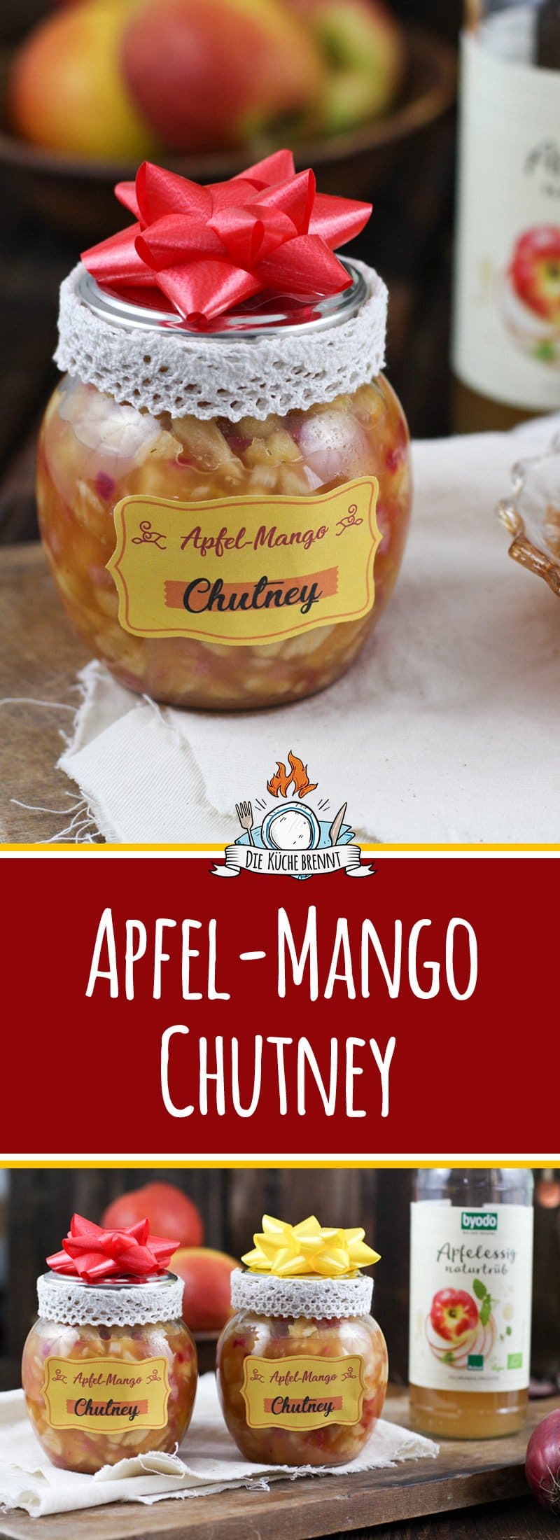 Apfel-Mango-Chutney mit Byodo Apfelessig - DIY Geschenk aus der Küche 4 DIY Geschenk aus der Küche