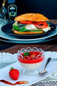 Caprese Burger und Karamell Grießtöpfchen mit Mazzetti l'originale