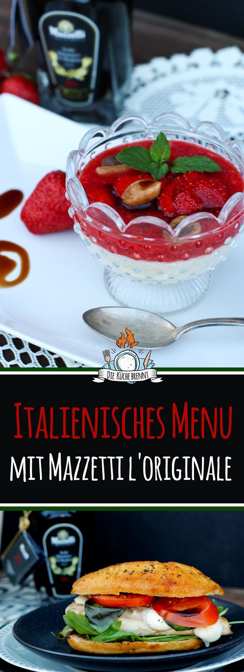 Erdbeer-Karamell Grießtöpfchen mit Mazzetti l'originale 8 Caprese Burger und Karamell Grießtöpfchen mit Mazzetti l'originale