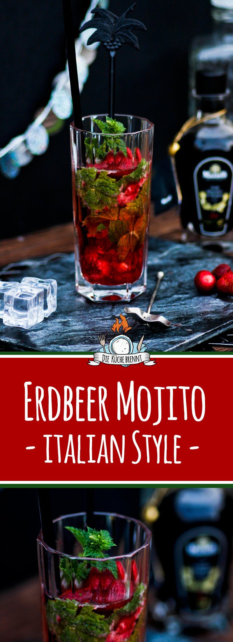 Sommercocktail - Erdbeer Mojito im Italian Style mit Mazzetti l’originale
