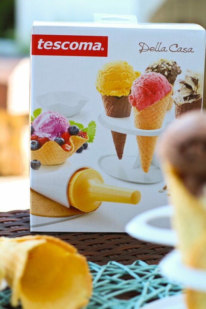 Invert Stracciatella Eis und Eiswaffeln mit tescoma Waffelset 5 selbstgemachte Waffeln mit tescoma Waffelset