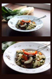 Rezept mit Pak Choi, Shiitake Pilzen und Paprika