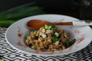Gebratener Reis Rezept mit Pilzen, Bohnen, Kichererbsen & Frühlingszwiebeln