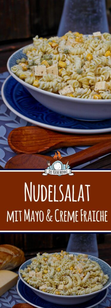 Nudelsalat mit Mayonnaise und Creme Fraiche 5 Klassisches Rezept: Nudelsalat mit Mayonnaise und Creme Fraiche