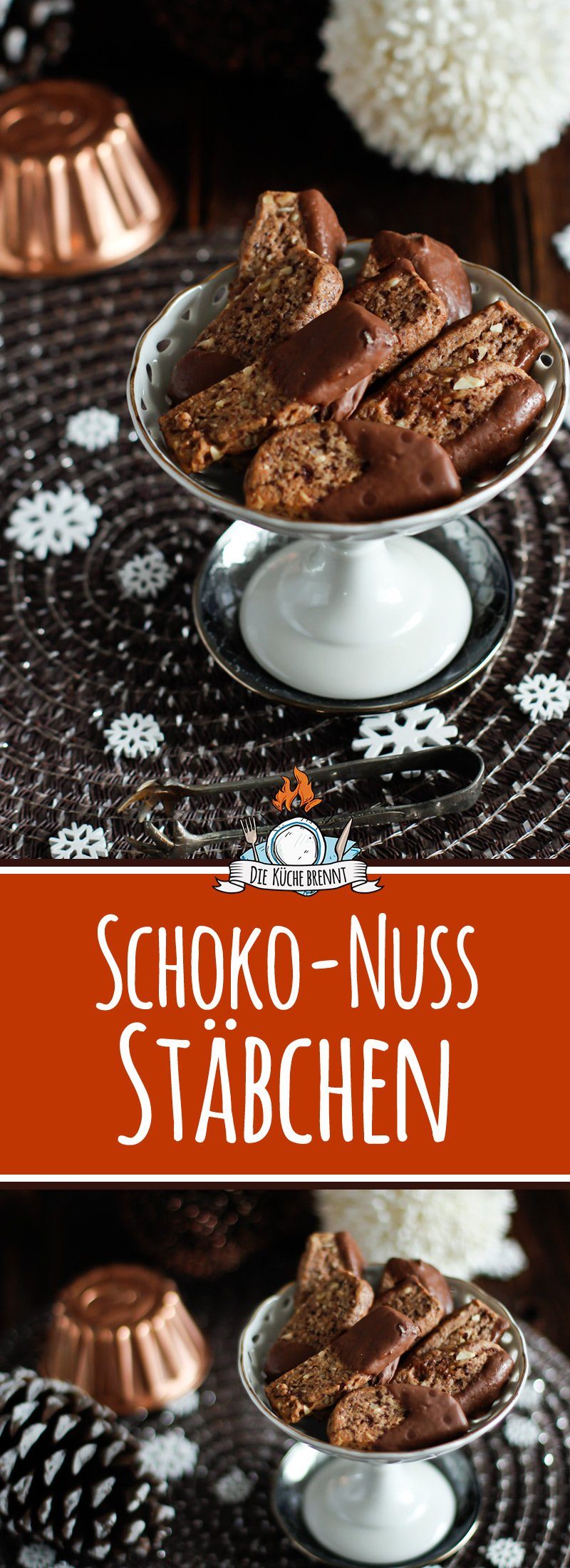 Schokoladen-Nuss Plätzchen / Stäbe