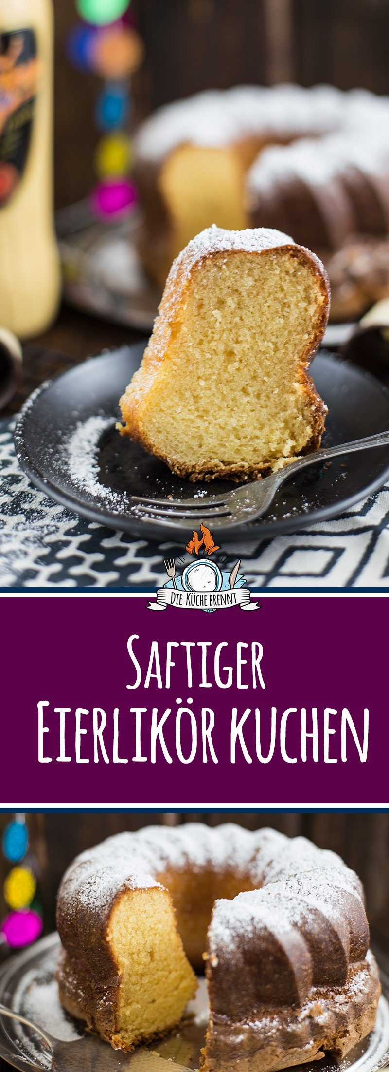 Saftiger Eierlikör Kuchen Rezept - klassische Variante 4 Leckerer Gugelhupf mit Puderzucker