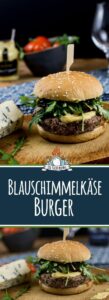 Schweine Blauschimmelkäse Burger mit Rucola