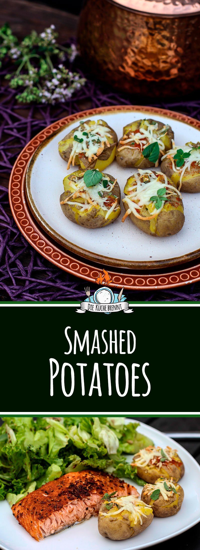 Smashed Potatoes Rezept - Zerstampfte Kartoffeln vom Grill
