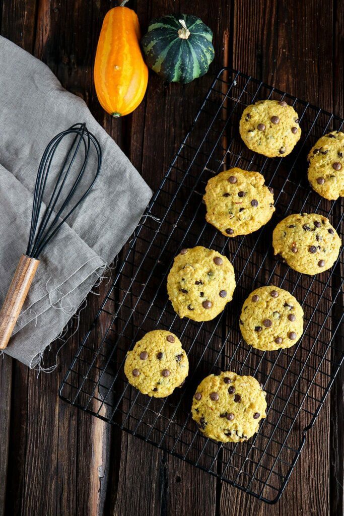 Karamel Kekse mit Schokolade selbermachen 6 Kürbis Cookies Rezept mit Schokodrops