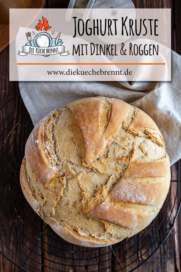 Joghurt Brot Rezept - Brot backen im Topf (Kruste) 13 Joghurt Kruste mit Dinkel & Roggen