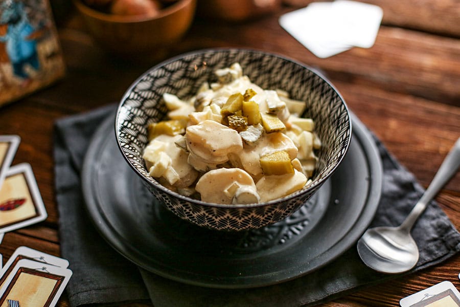 Einfacher Kartoffelsalat mit Mayonnaise - ala Boardgame Kitchen 1 Kartoffelsalat mit Mayonnaise