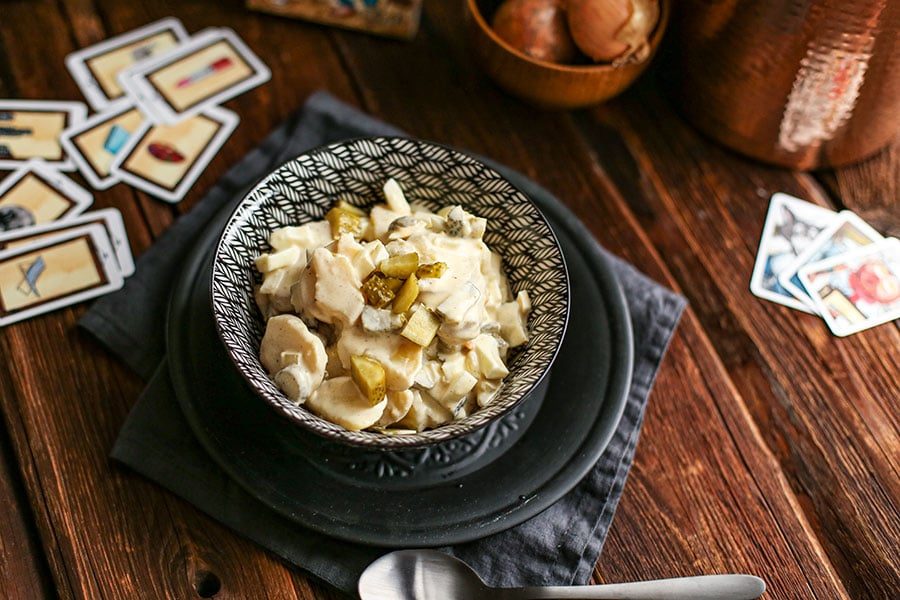 Einfacher Kartoffelsalat mit Mayonnaise - ala Boardgame Kitchen 3 Essiggurken Kartoffeln Rezept