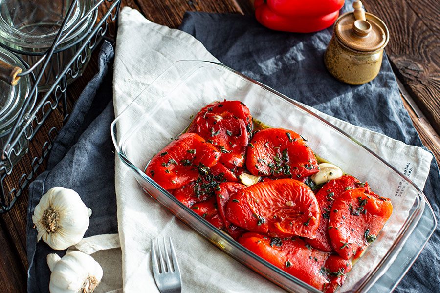 Gegrillte Paprika mit Knoblauch