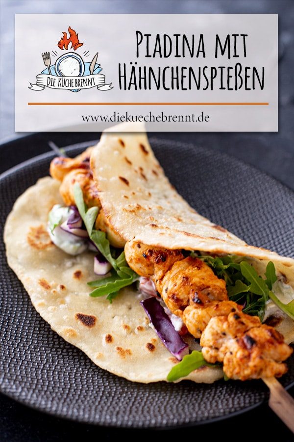 Piadina mit Hähnchenspießen Rezept