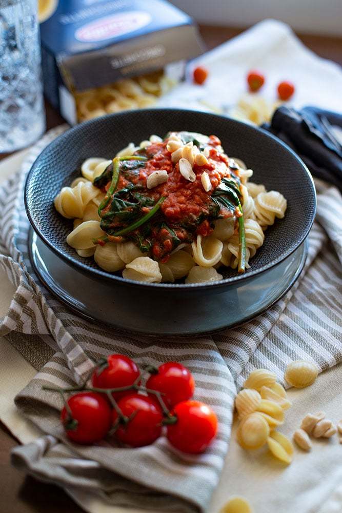Tomaten Pasta Sauce mit Spinat 3 Einfache Nudelsosse mit Erdnuss und Tomate