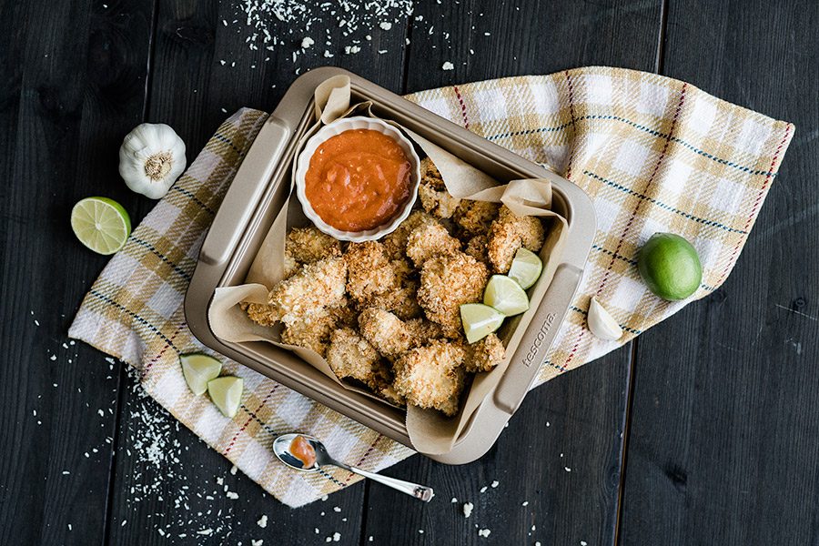 Kokos Hähnchen Teile panieren