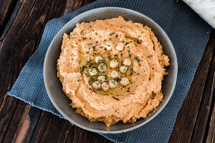 Paprika Hummus mit gegrillten Paprika 4 Hummus Rezept mit Paprika