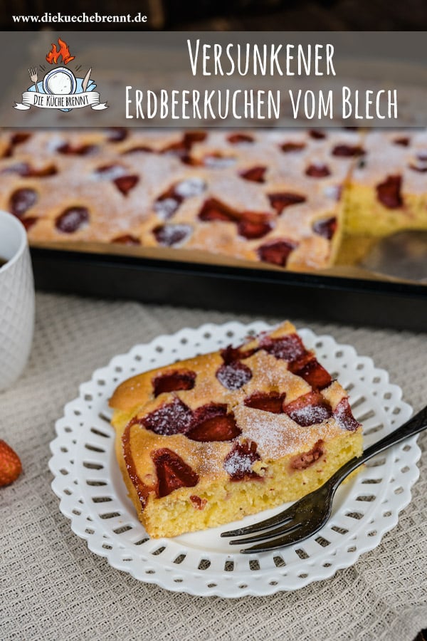 Versunkener Erdbeerkuchen vom Blech - super fluffig 11 Schneller Blechkuchen mit Beeren