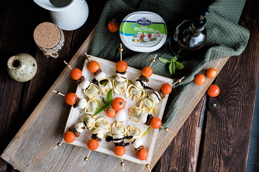 Tomate Mozzarella Tortellini Spieße Rezept 1 Goldsteig Fingerfood Spieße