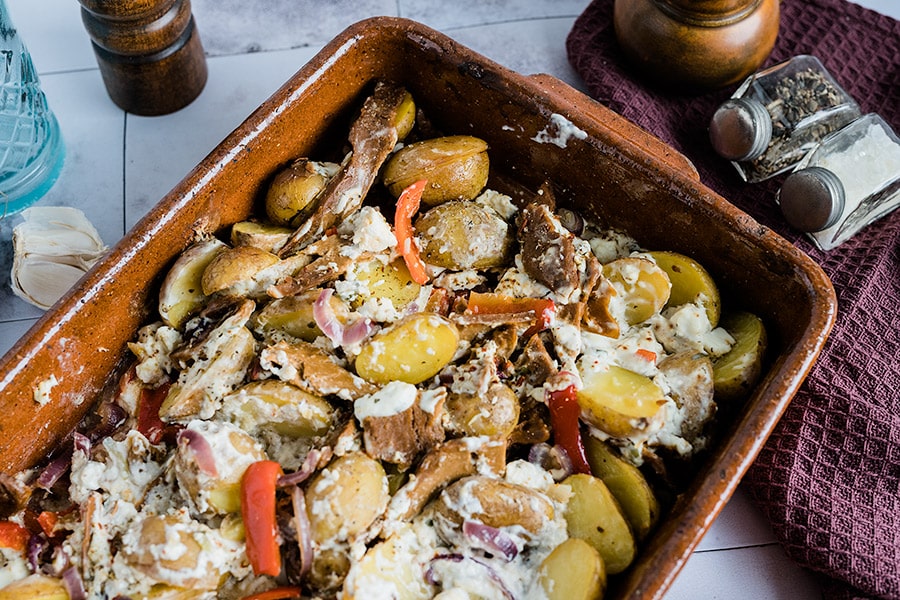 Griechisches Blechgericht mit Kartoffeln - vegetarisch 4 Backofengericht mit Kartoffeln