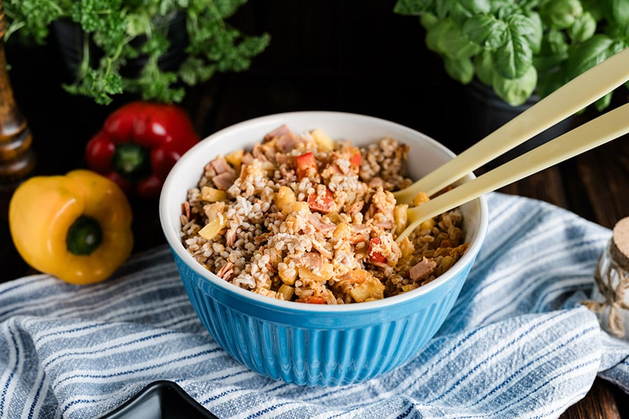 Gebratener Reis mit Ananas und Schinken 4 Gebratener Reis mit Ananas und Schinken