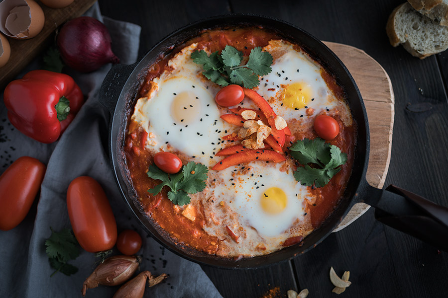 Einfache Shakshuka mit Feta und Ei 5 Frühstücksidee Pfannengericht