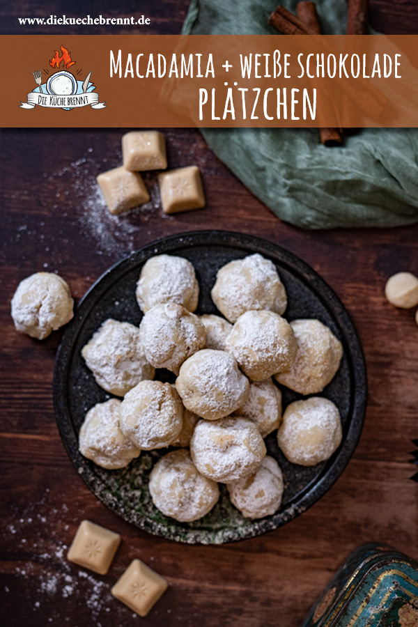 Schneeball Plätzchen mit weißer Schokolade 9 Schneeball Plätzchen mit Macadamia Nüssen