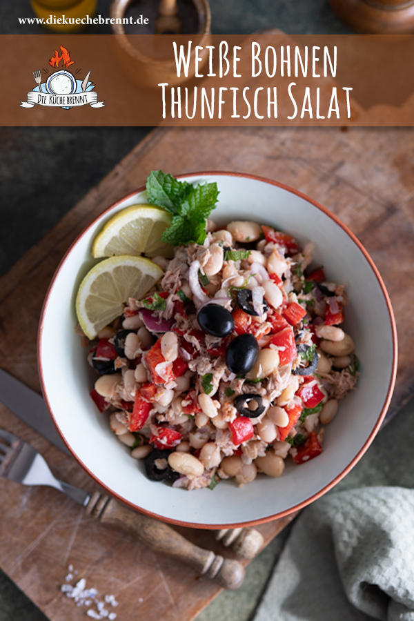 Weiße Bohnen Thunfisch Salat mit Zwiebeln und Oliven 9 Weiße Bohnen Thunfisch Salat